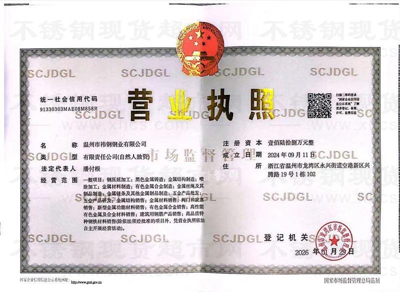 溫州市祎鋼鋼業(yè)有限公司營(yíng)業(yè)執(zhí)照
